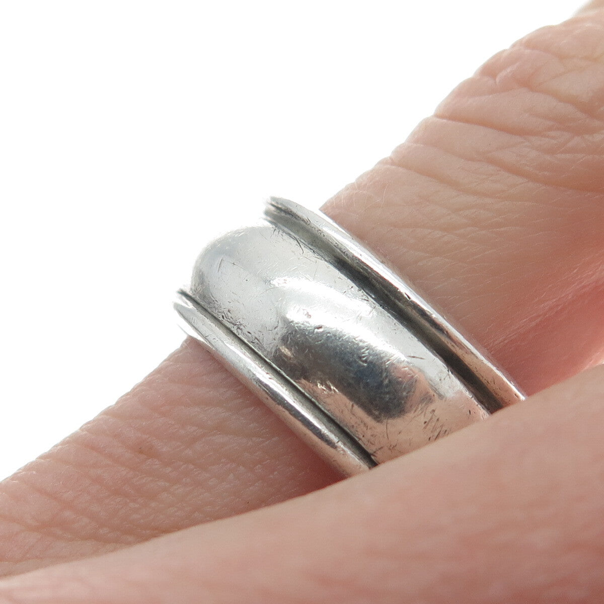 925 Sterling Silver Vintage Modernist Rotating Band Ring Size 11