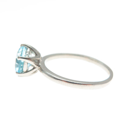 DAZZLERS 925 Sterling Silver Round-Cut Nano Blue Topaz Ring Size 6.25