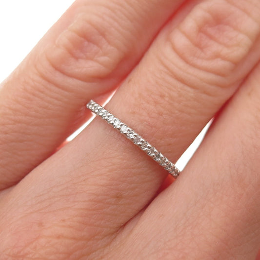 925 Sterling Silver Round-Cut C Z Half Eternity Stackable Band Ring Size 5.25