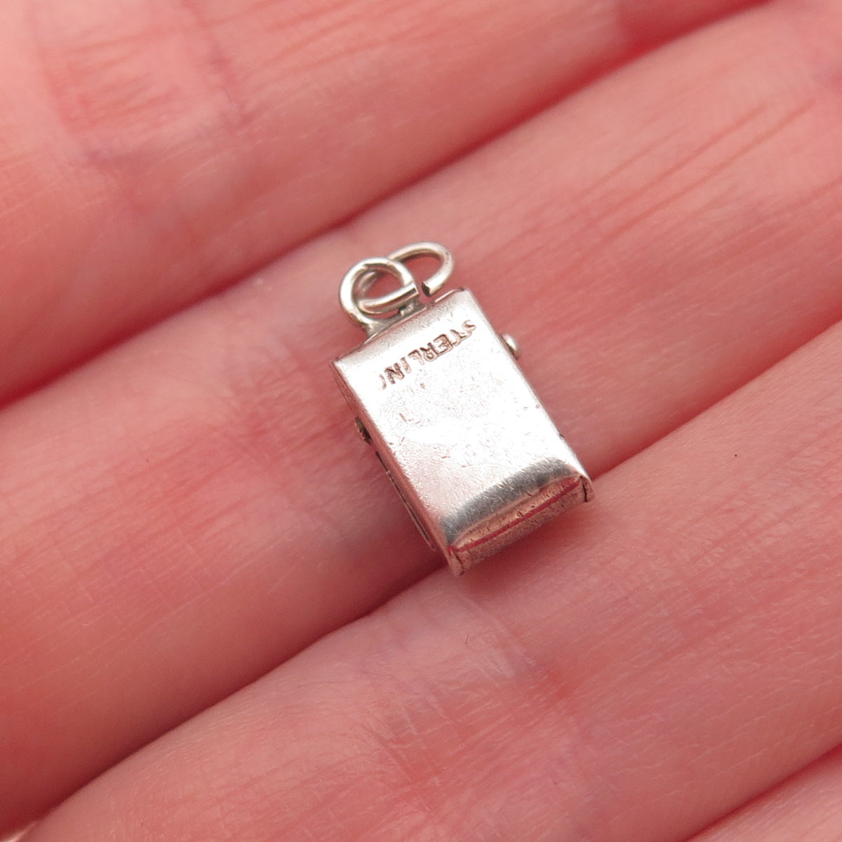 925 Sterling Silver Antique Art Deco Mail Box 3D Mini Open Charm Pendant
