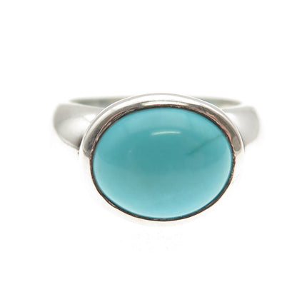 925 Sterling Silver Vintage Real Tyrone Turquoise Modernist Ring Size 7