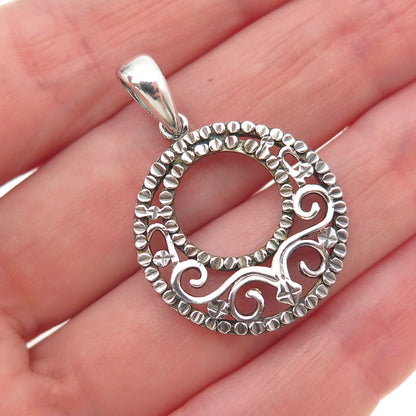 JCM Jacmel Mauritius 925 Sterling Silver Vintage Crescent Circle Charm Pendant