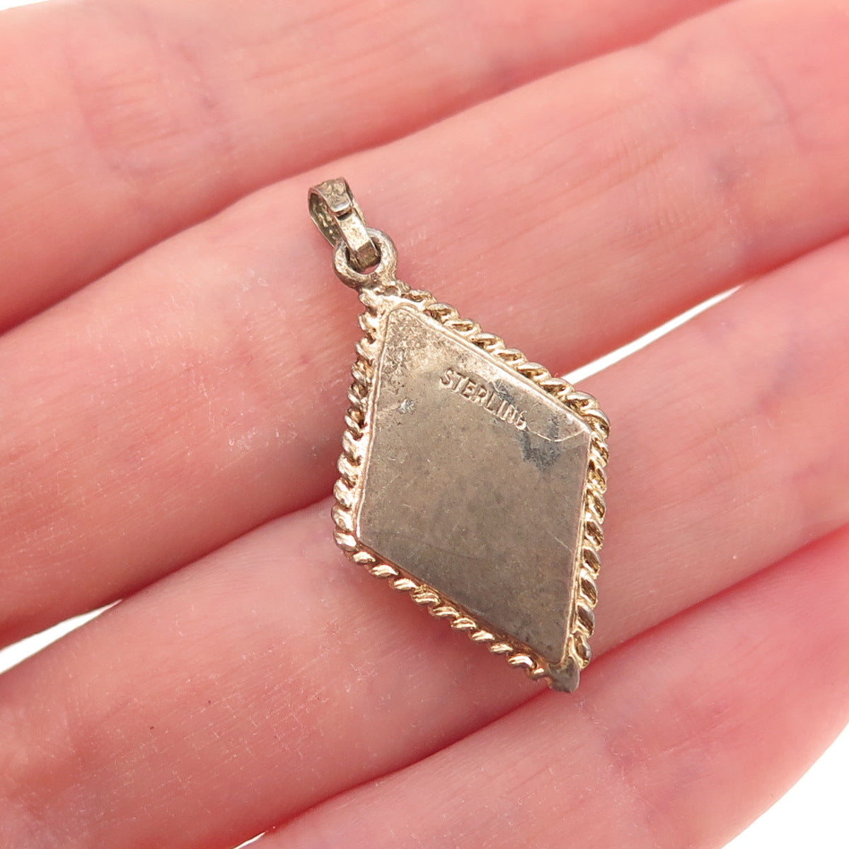 925 Sterling Silver Gold Plated Antique Art Deco Rhinestone Locket Charm Pendant