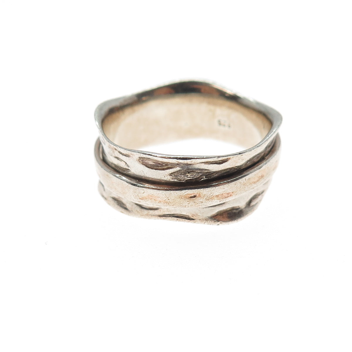 925 Sterling Silver Vintage Modernist Rotating Band Ring Size 7
