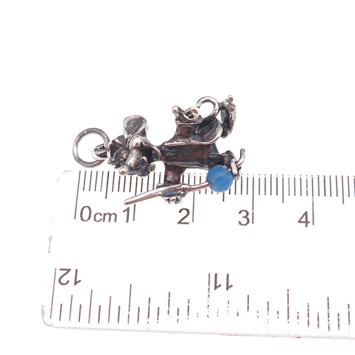 Disney & Cellini 925 Sterling Silver Vintage Glass Jaq Cinderella Charm Pendant