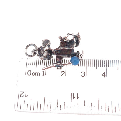 Disney & Cellini 925 Sterling Silver Vintage Glass Jaq Cinderella Charm Pendant