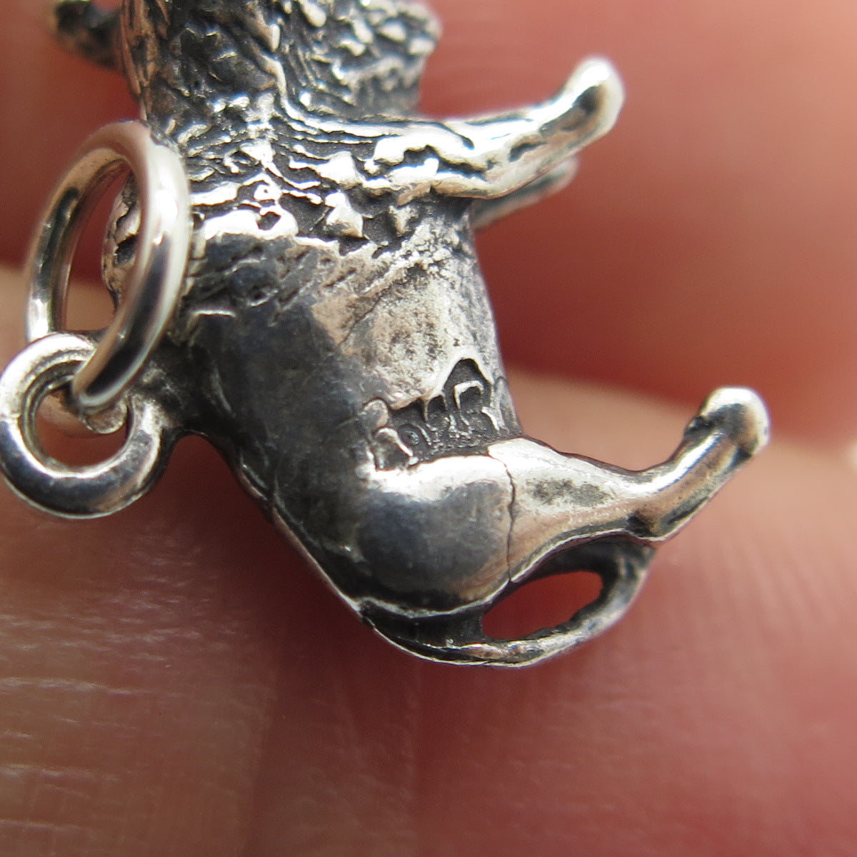 925 Sterling Silver Vintage Buffalo Oxidized Minimalist Charm Pendant