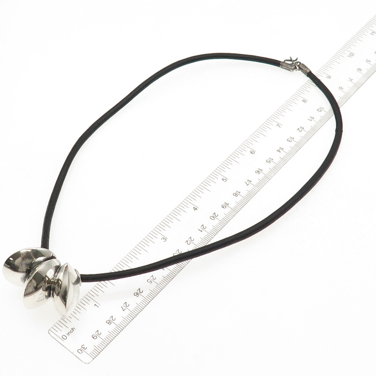 Old Pawn 925 Sterling Silver Vintage Slide Pendant Leather Strip Necklace 20"