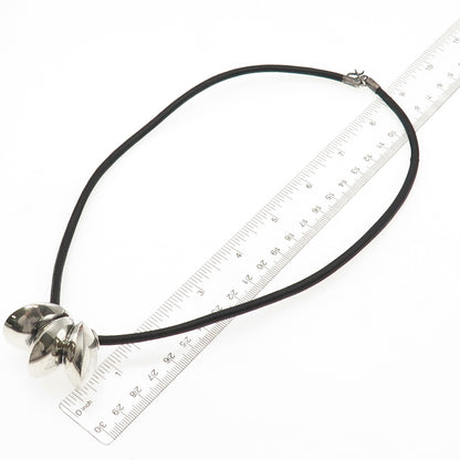 Old Pawn 925 Sterling Silver Vintage Slide Pendant Leather Strip Necklace 20"