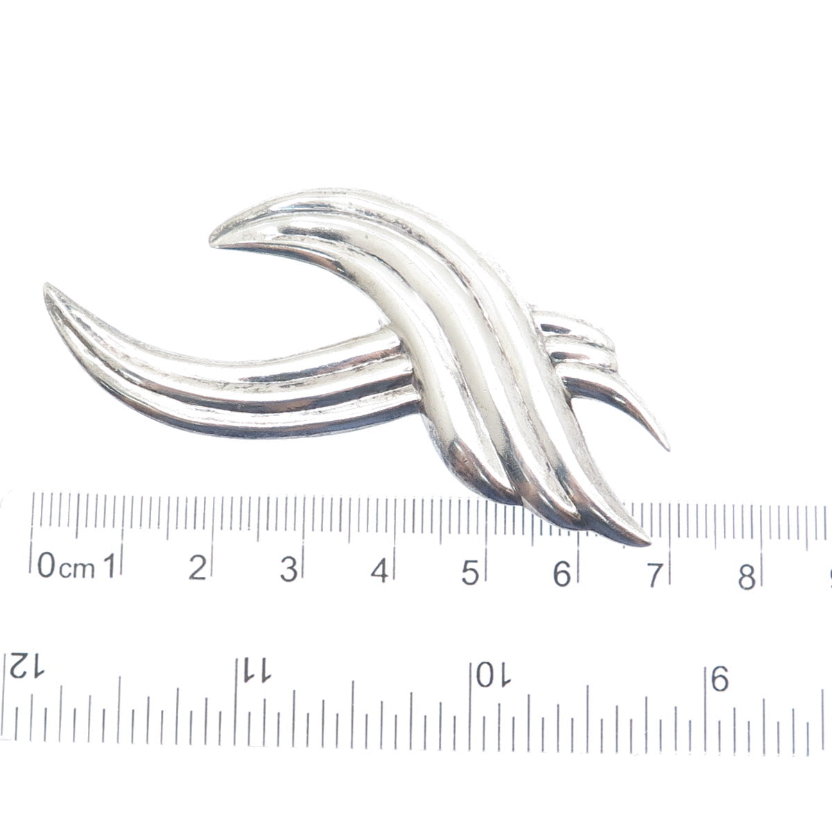 925 Sterling Silver Vintage Modernist Crisscross Oxidized Pin Brooch