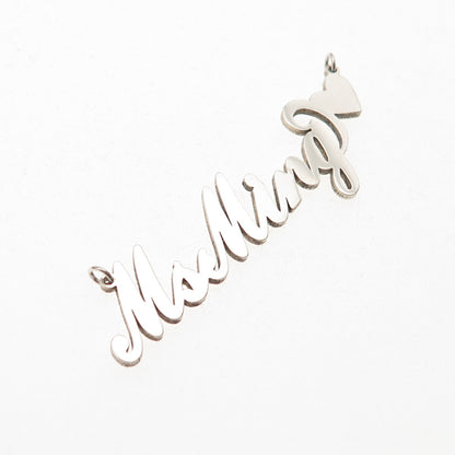 925 Sterling Silver Ms Ming Nameplate Centerpiece Charm Pendant