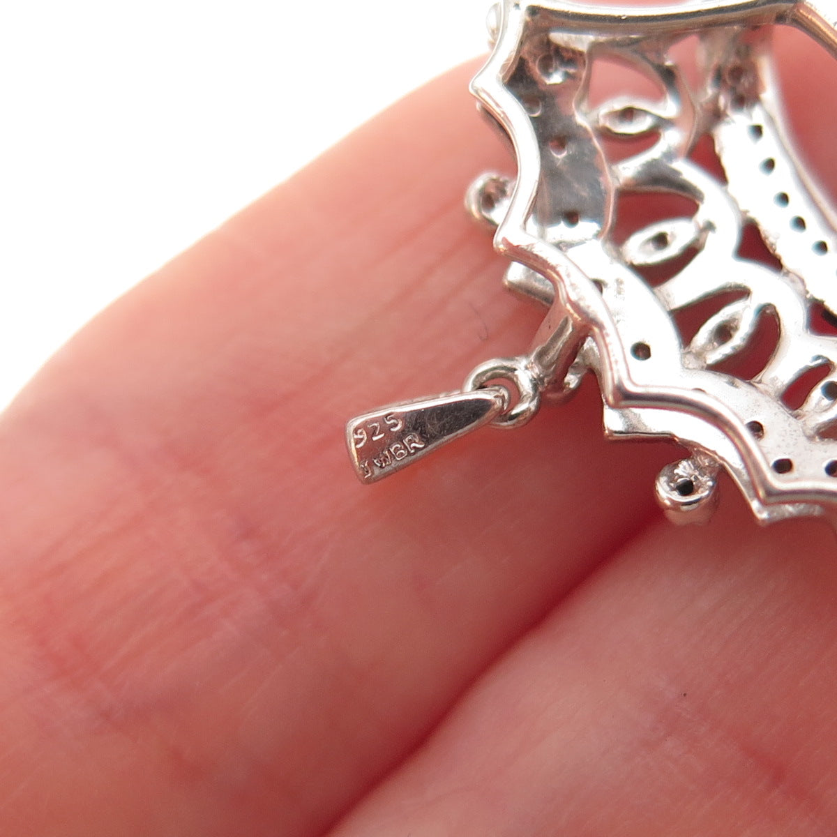 Jane Seymour Sterling Silver Real Round-Cut Diamond Royal Crown Charm Pendant
