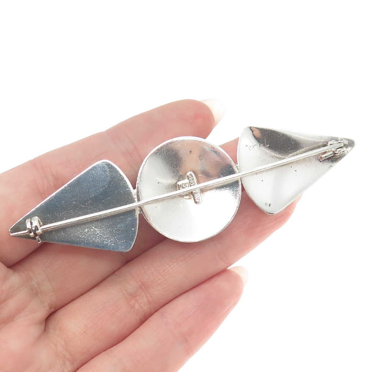 925 Sterling Silver Vintage Italy Modernist Geometric Pin Brooch