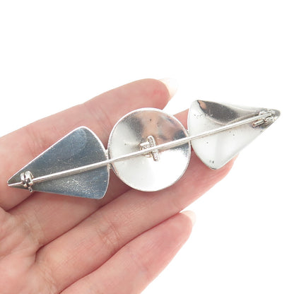 925 Sterling Silver Vintage Italy Modernist Geometric Pin Brooch