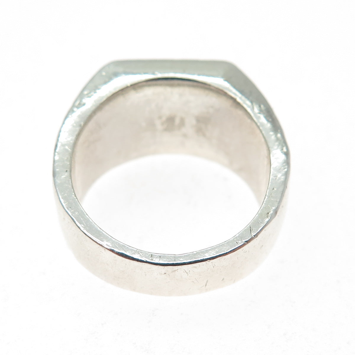 925 Sterling Silver Vintage Real Round-Cut Diamond Oxidized Ring Size 7