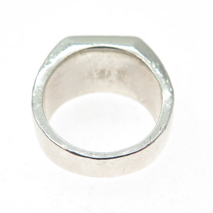 925 Sterling Silver Vintage Real Round-Cut Diamond Oxidized Ring Size 7