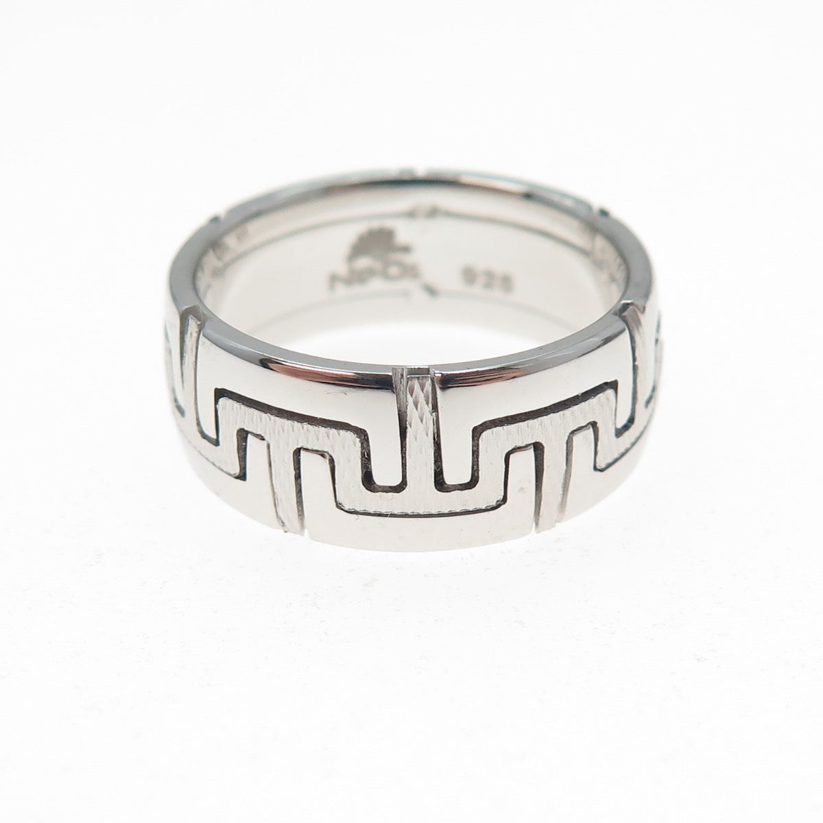 NEOS 925 Sterling Silver Textured Maze Band Ring Size 8