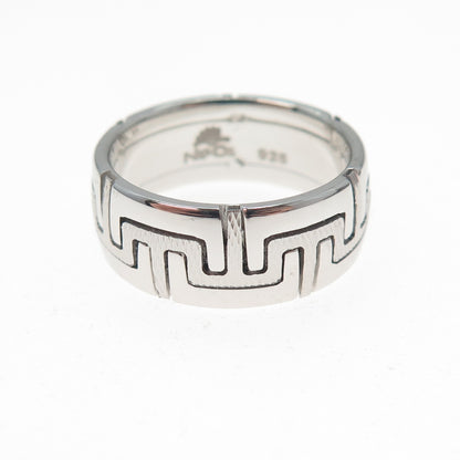 NEOS 925 Sterling Silver Textured Maze Band Ring Size 8