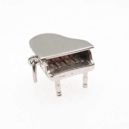 925 Sterling Silver Vintage Grand Piano 3D Mini Open Charm Pendant