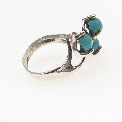 925 Sterling Silver Vintage Mexico Real Turquoise Oxidized Ring Size 6.25