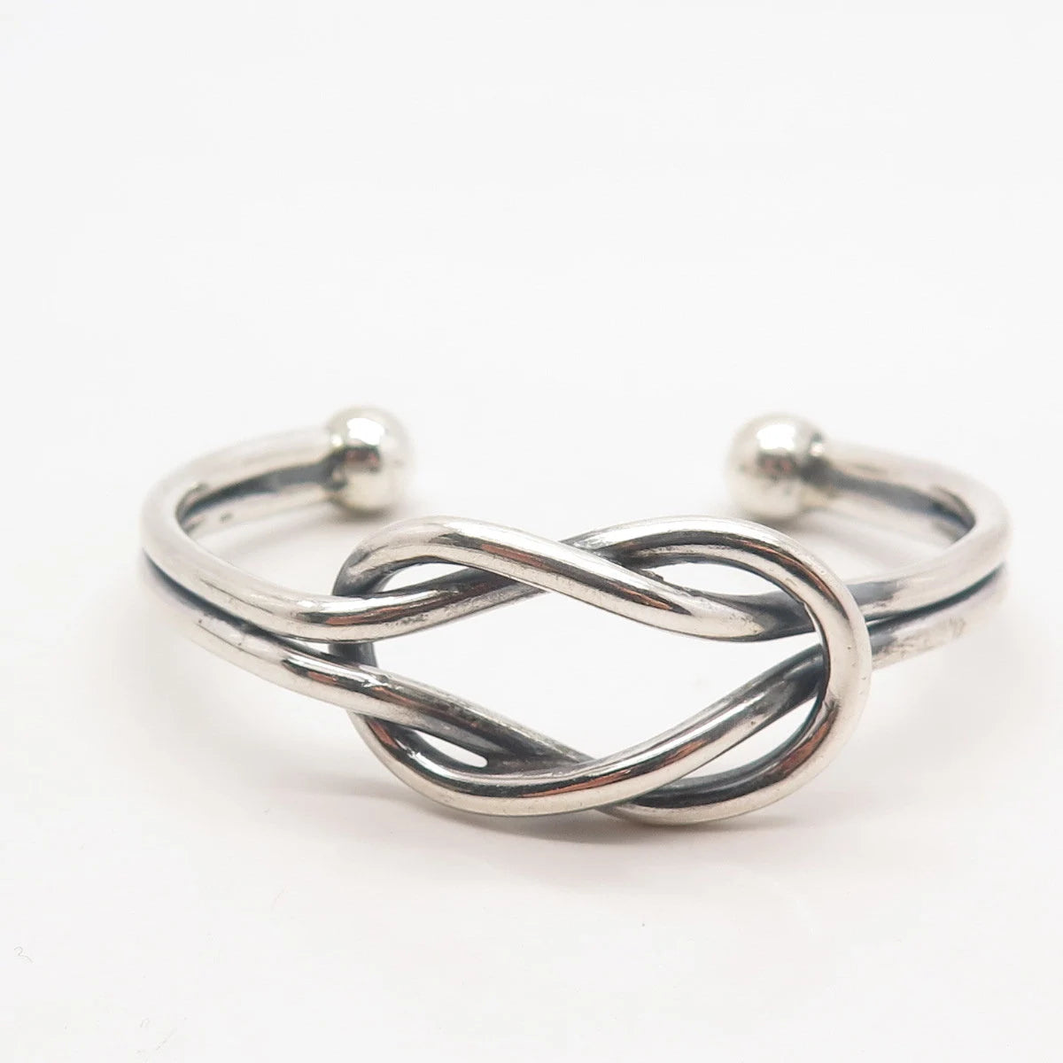925 Sterling Silver Vintage Knot Loop Adjustable Cuff Bracelet 6.5"