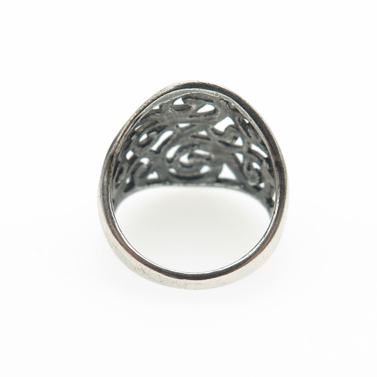 CHARLES WINSTON 925 Sterling Silver Vintage Modernist Swirl Oxidized Ring Size 5