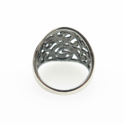 CHARLES WINSTON 925 Sterling Silver Vintage Modernist Swirl Oxidized Ring Size 5
