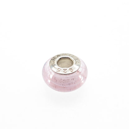 CHAMILIA 925 Sterling Silver Pink Murano Glass Bead Charm