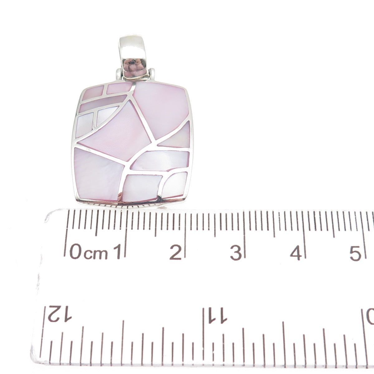 CFJ Collins Fine 925 Sterling Silver Vintage Real Pink MOP Charm Pendant