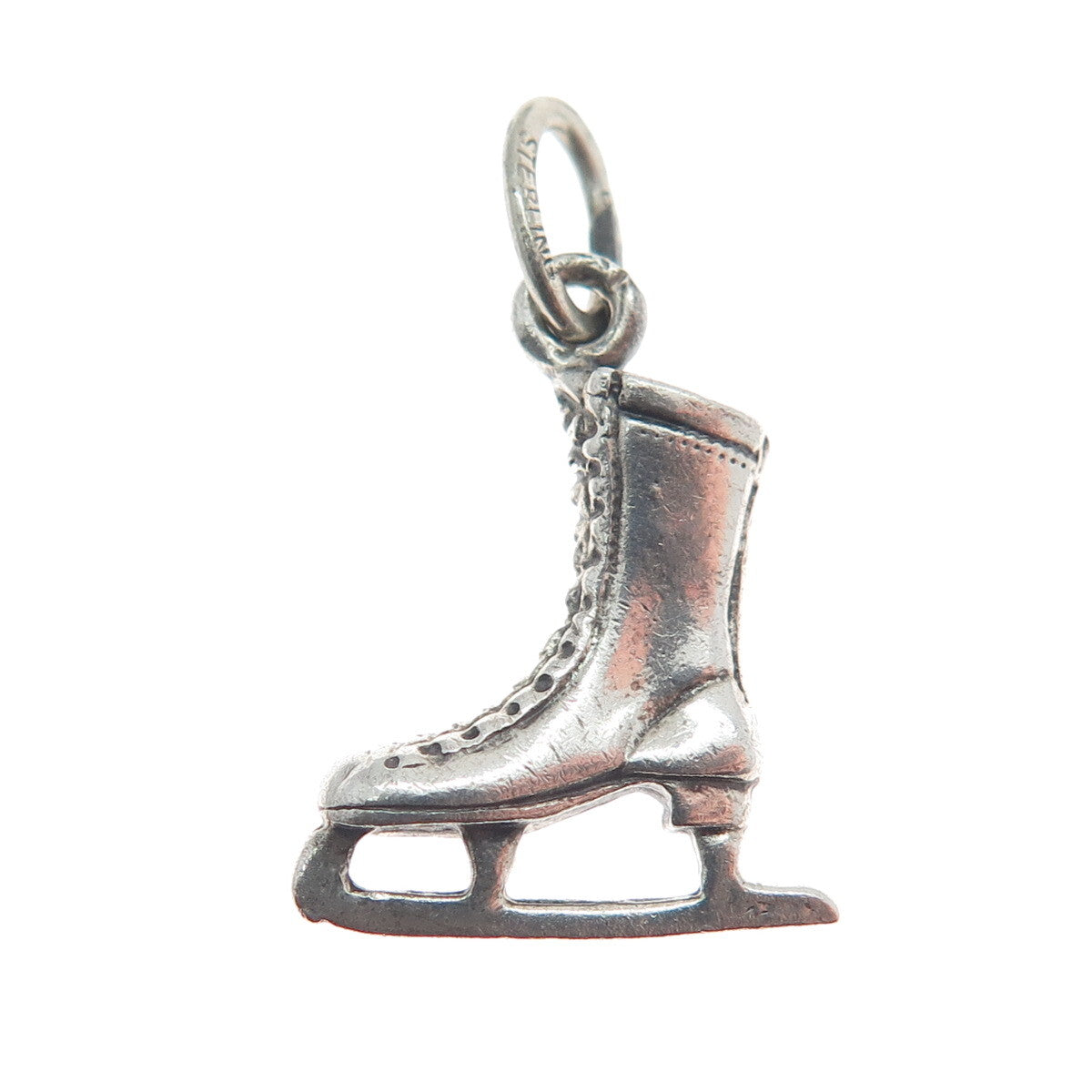 925 Sterling Silver Antique Ice Skating Shoe 3D Charm Pendant