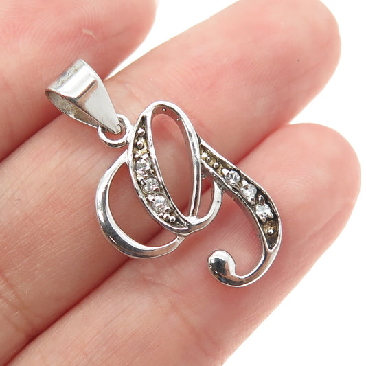 925 Sterling Silver Round-Cut C Z Letter "G" Initial Pendant