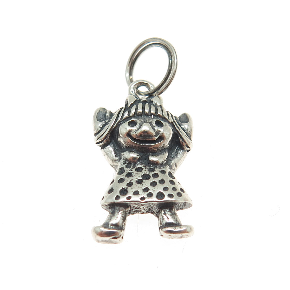 925 Sterling Silver Vintage Baby Girl Oxidized Minimalist Charm Pendant