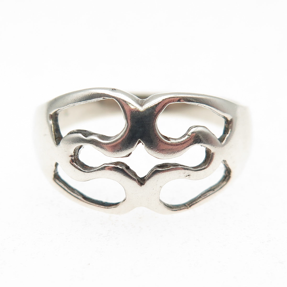 925 Sterling Silver Vintage Modernist Ring Size 8.75