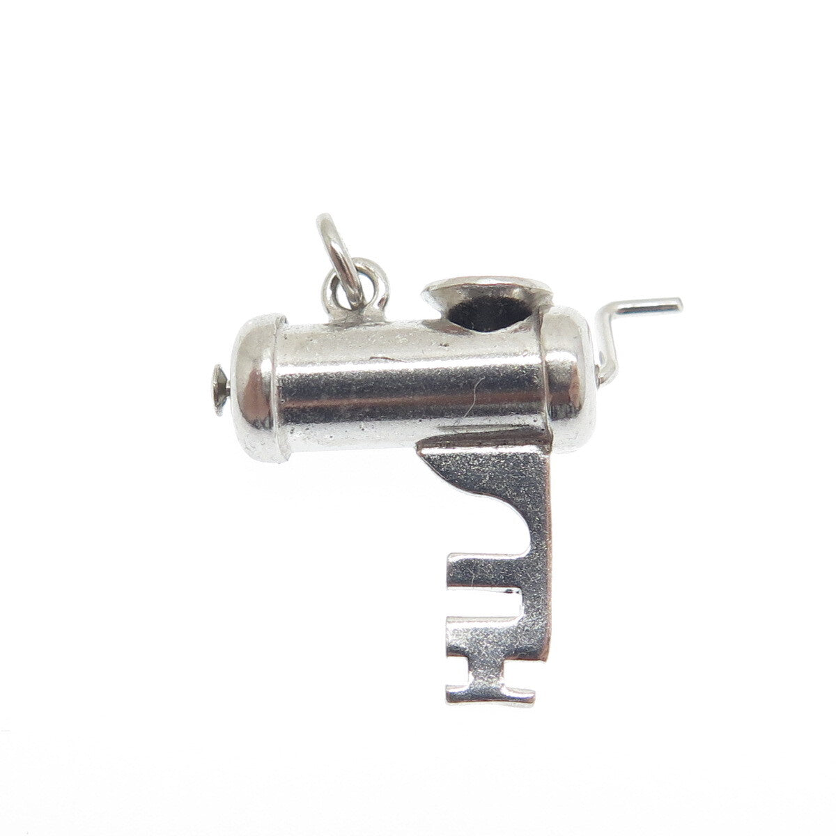 CARL ART Sterling Silver Antique Art Deco Meat Grinder Minimalist Charm Pendant