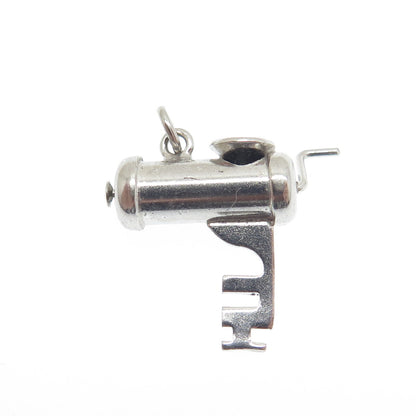 CARL ART Sterling Silver Antique Art Deco Meat Grinder Minimalist Charm Pendant