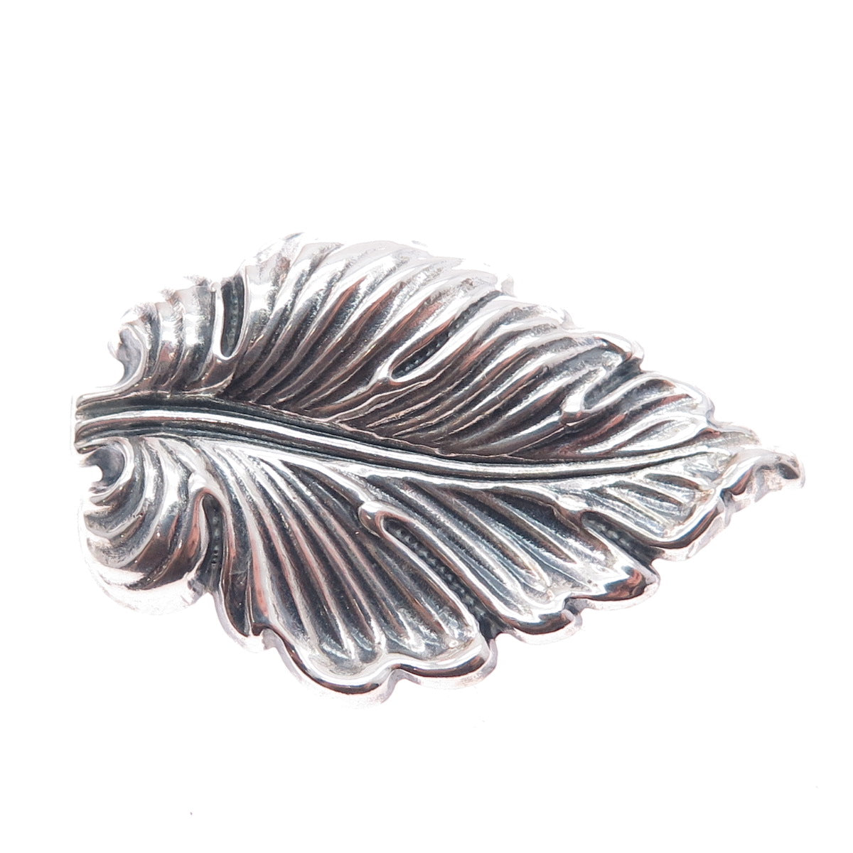 JEWELART 925 Sterling Silver Vintage Floral Leaf Oxidized Pin Brooch