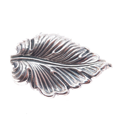 JEWELART 925 Sterling Silver Vintage Floral Leaf Oxidized Pin Brooch