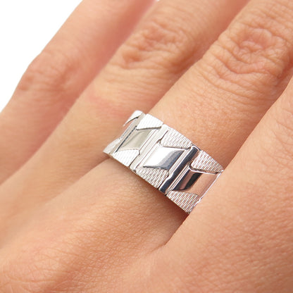 NEOS 925 Sterling Silver Textured Zig Zag Band Ring Size 8.75