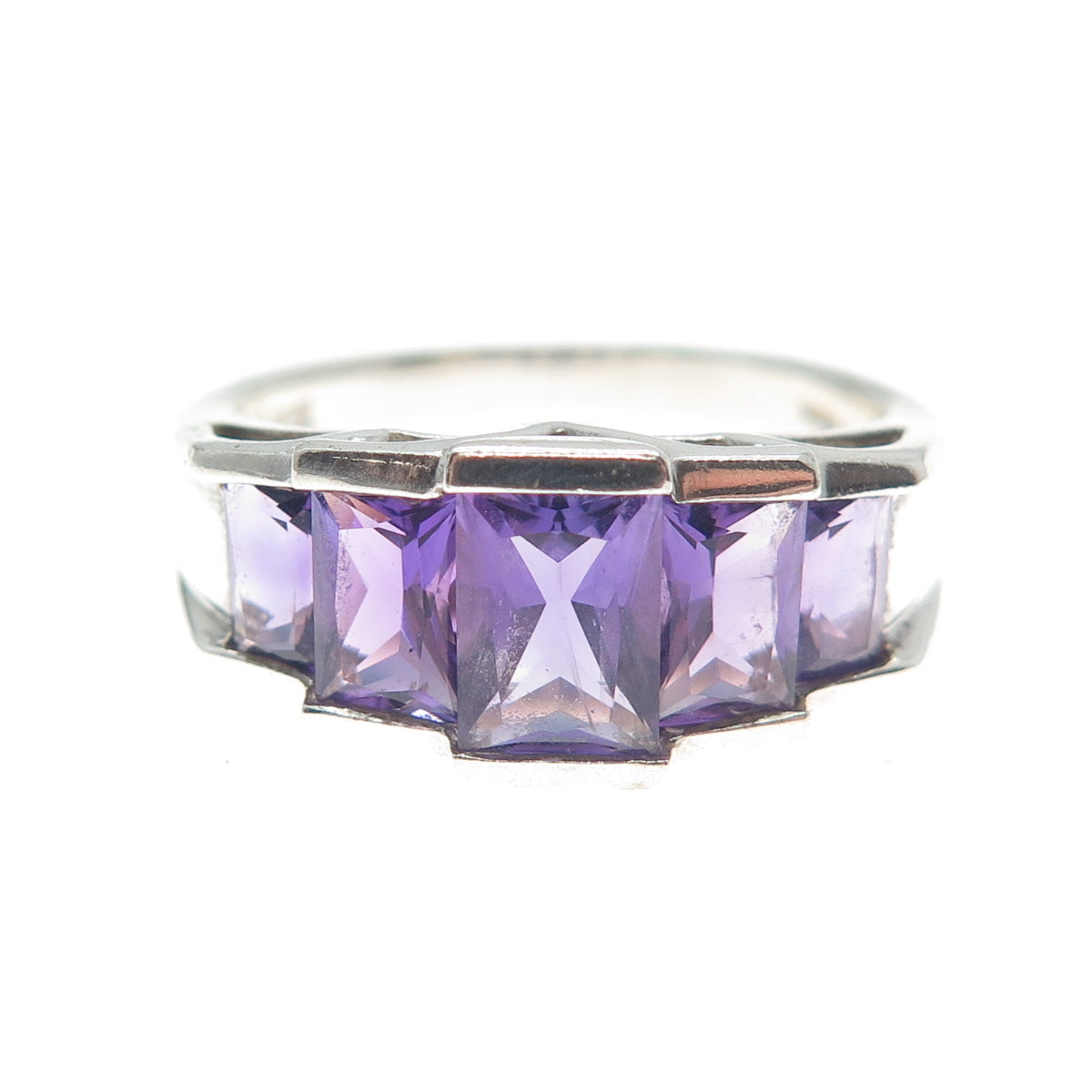 MICHELLE ALBALA 925 Sterling Silver Vintage Real Amethyst Gem Ring Size 9.25