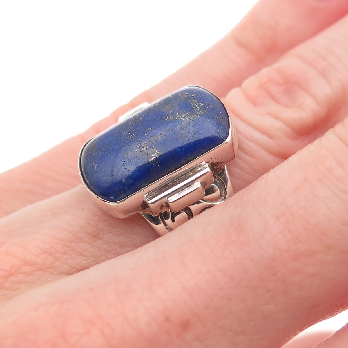 Jay King Desert Rose 925 Sterling Silver Vintage Real Lapis Ring Size 6.25