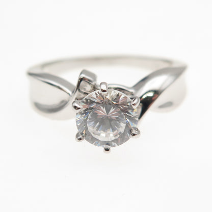 925 Sterling Silver Round-Cut C Z Engagement Bypass Ring Size 7.25