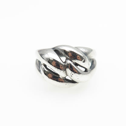 925 Sterling Silver Vintage Modernist Interlocked Oxidized Ring Size 9