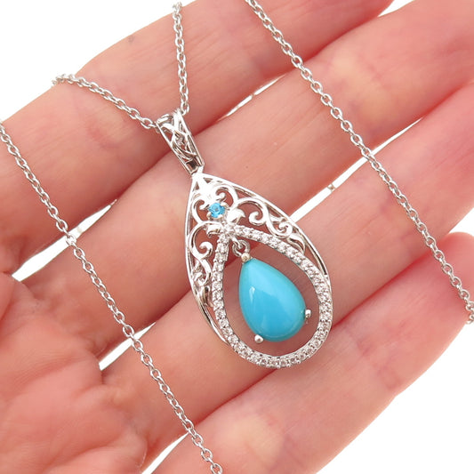 Chuck Clemency 925 Sterling Silver Real Turquoise Topaz & Apatite Necklace 20"