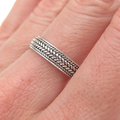 Chapal Zenray 925 Sterling Silver Vintage Wheat Link Oxidized Band Ring Size 8
