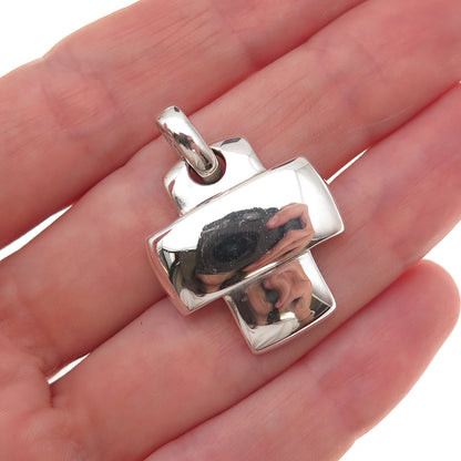 925 Sterling Silver Vintage Modernist Cross Charm Pendant