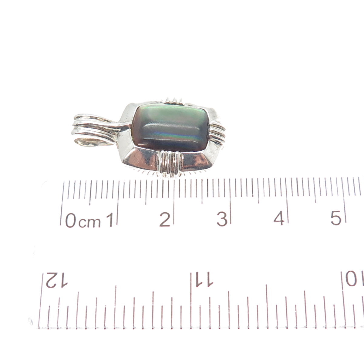 MICHELLE ALBALA 925 Sterling Silver Vintage Real Abalone Shell Pendant