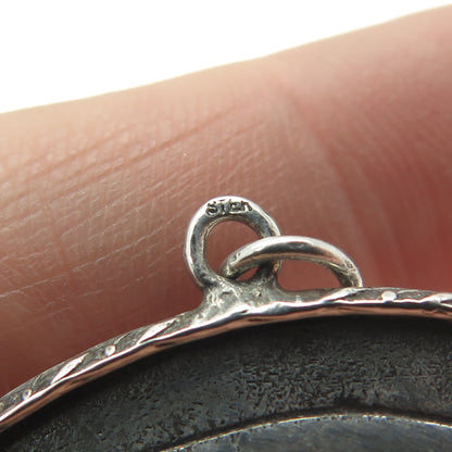 925 Sterling Silver Antique Saint Joseph Religious Medal Repousse Pendant