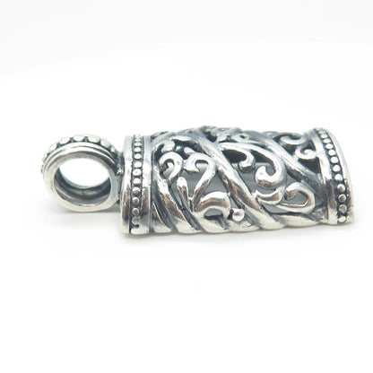 925 Sterling Silver Vintage Ornate Floral Oxidized Pendant