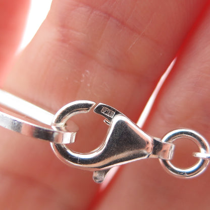 925 Sterling Vintage Italy Black Onyx Modernist Paperclip Chain Necklace 24"