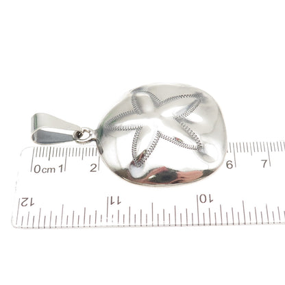 ANNIKA WITT 925 Sterling Silver Vintage Mexico Sand Dollar Oxidized Pendant